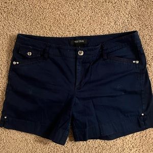Navy White House Black Market shorts with rhinestone detail grommets